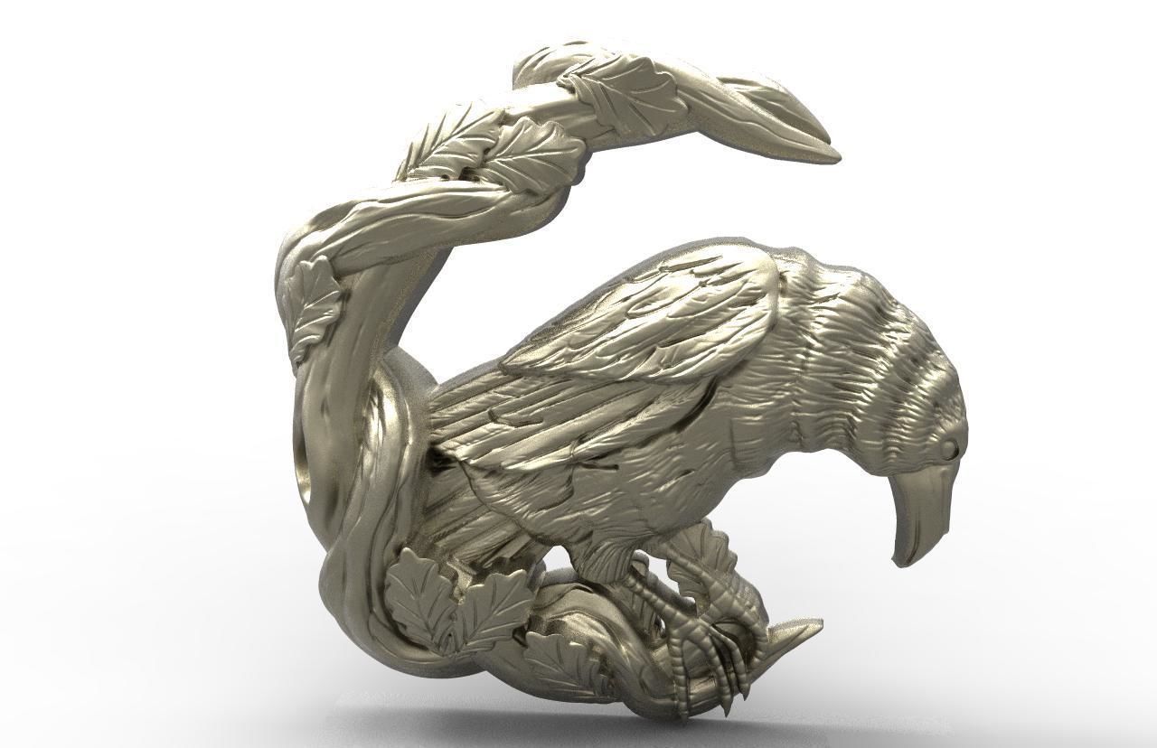 Crow pendant  3D print model_7