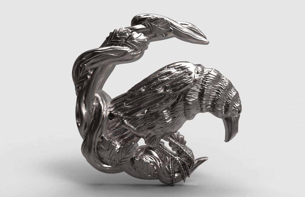 Crow pendant  3D print model_4