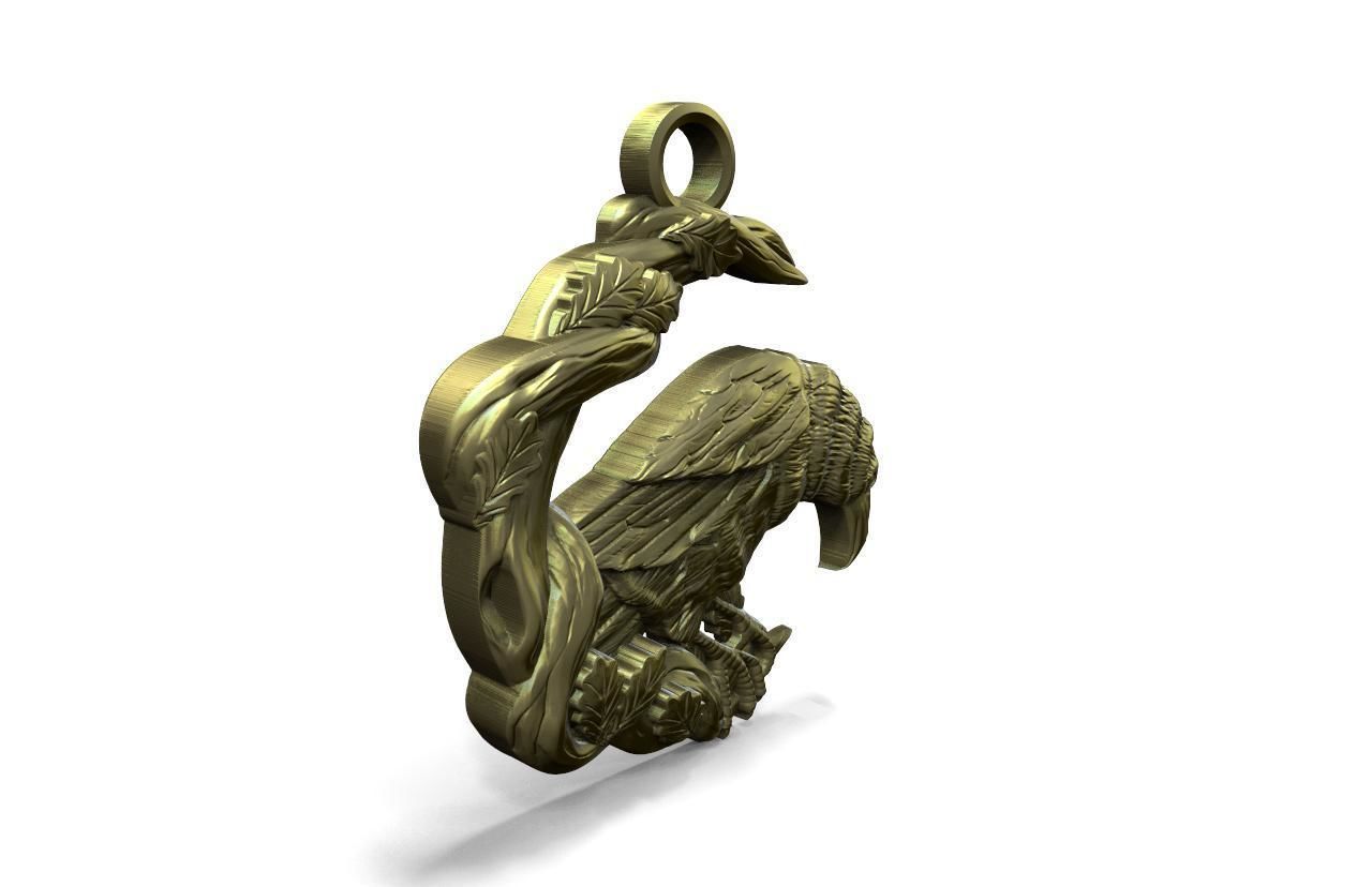 Crow pendant  3D print model_2