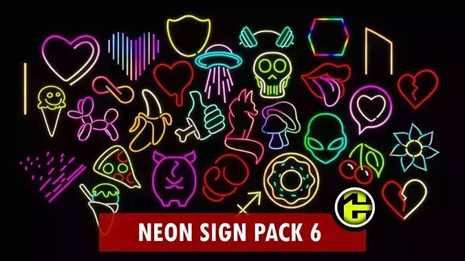 Ultimate Neon Sign pack 6 Low-poly 3D model