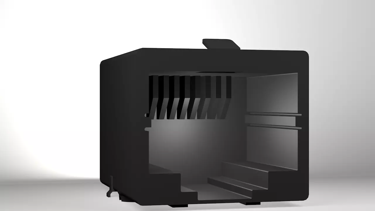 RJ45 Socket Low-poly 3D model_0