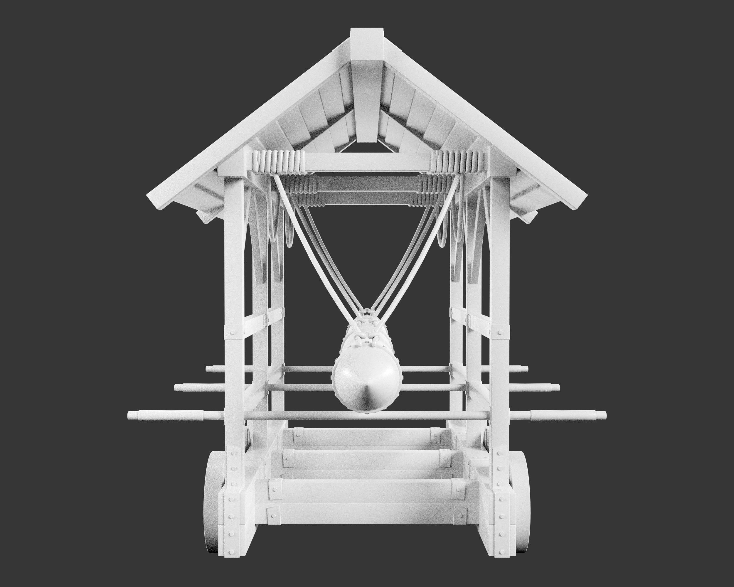 Medieval Siege Engine Battering Ram Low-poly 3D model_8