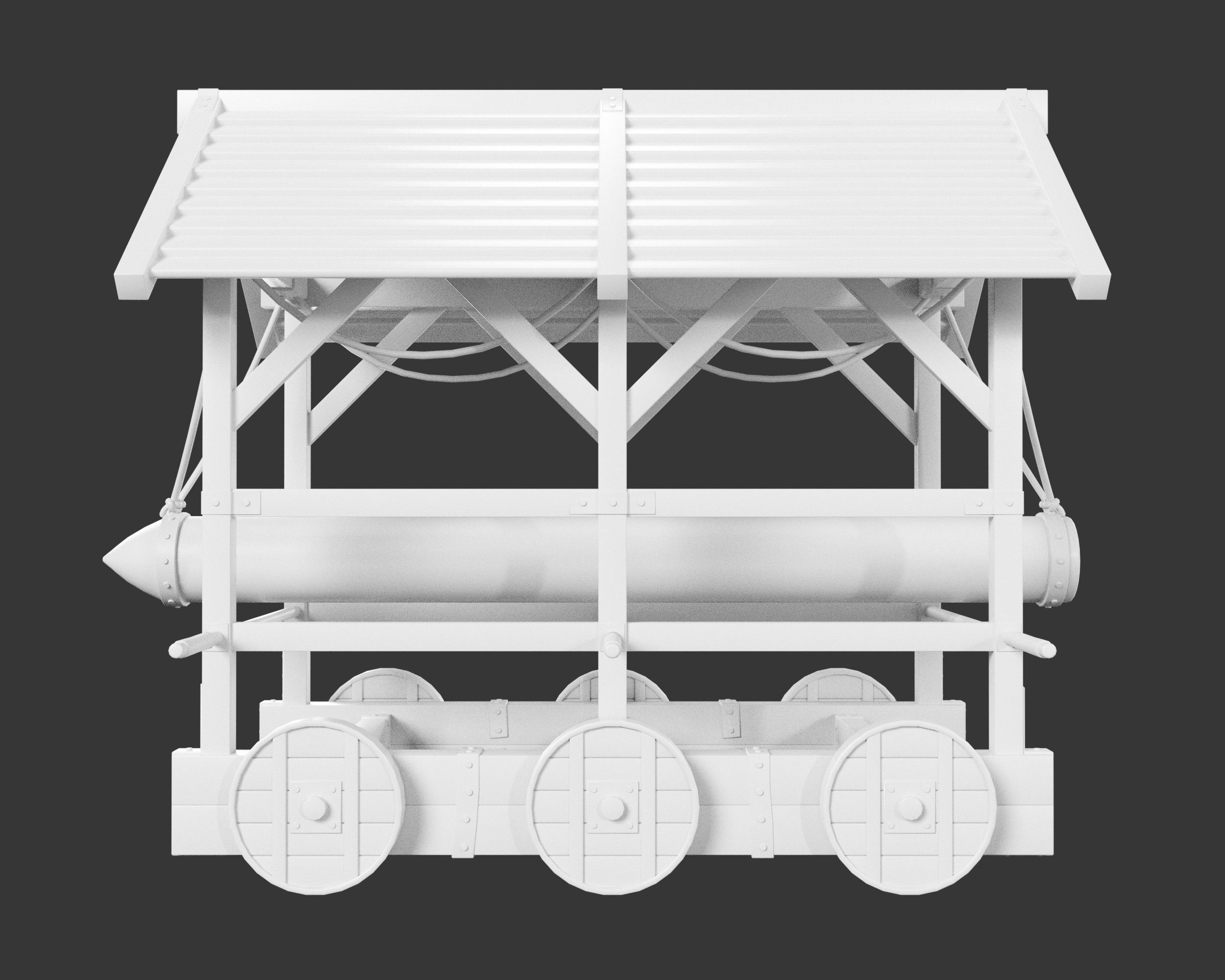 Medieval Siege Engine Battering Ram Low-poly 3D model_17