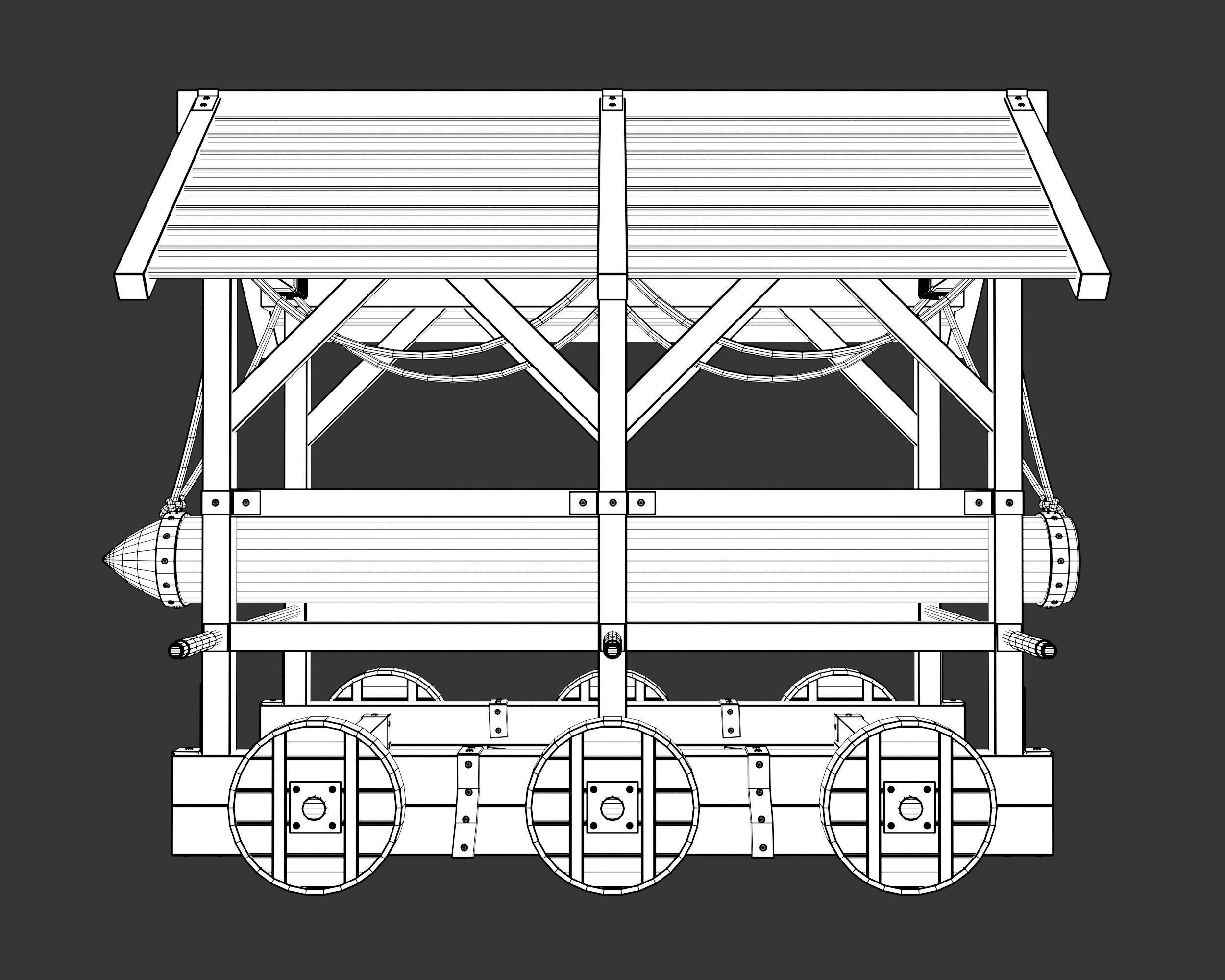 Medieval Siege Engine Battering Ram Low-poly 3D model_18