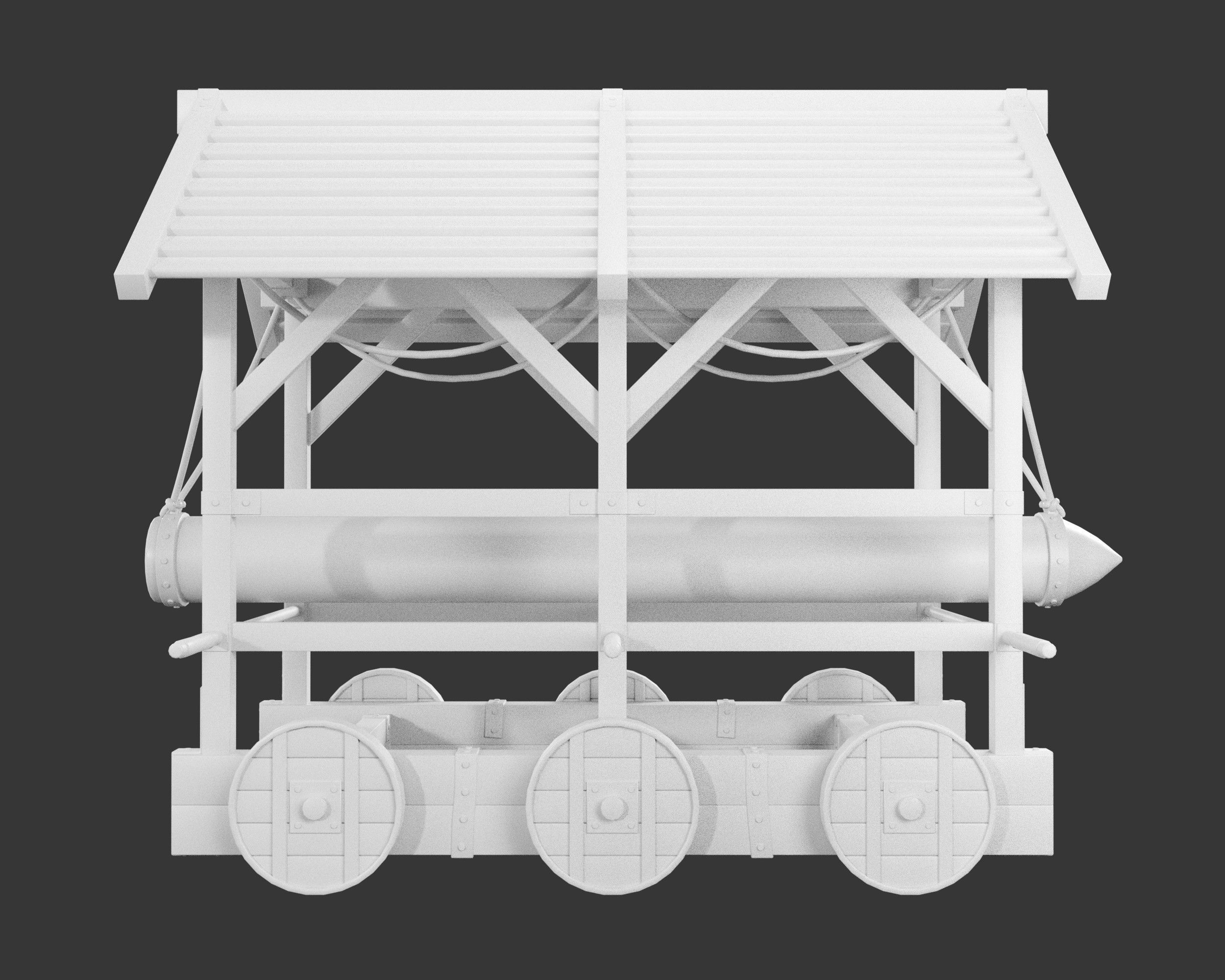 Medieval Siege Engine Battering Ram Low-poly 3D model_11