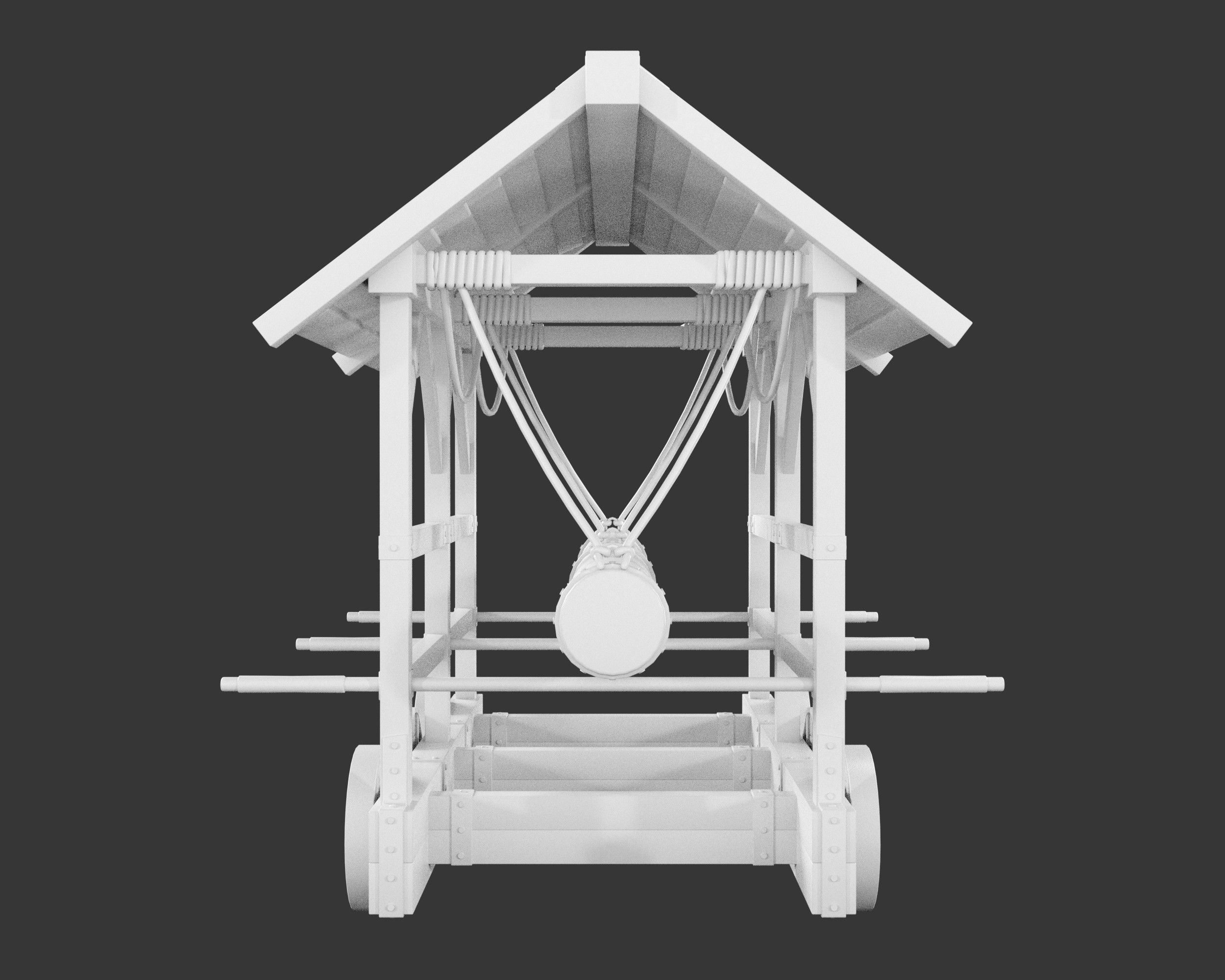 Medieval Siege Engine Battering Ram Low-poly 3D model_14