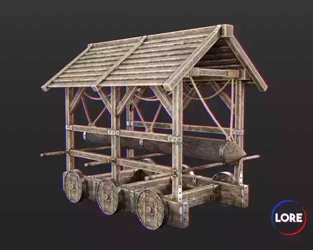 Medieval Siege Engine Battering Ram Low-poly 3D model