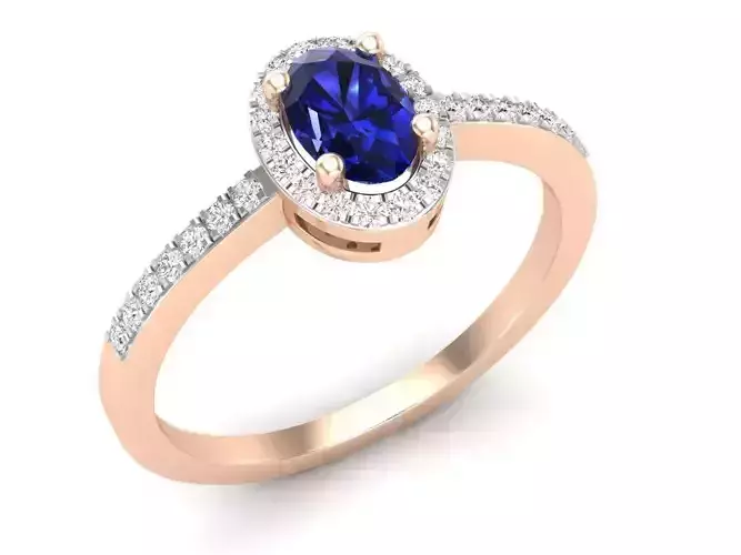Ovel shape halo Diamond Ring and band for woman 3D print model