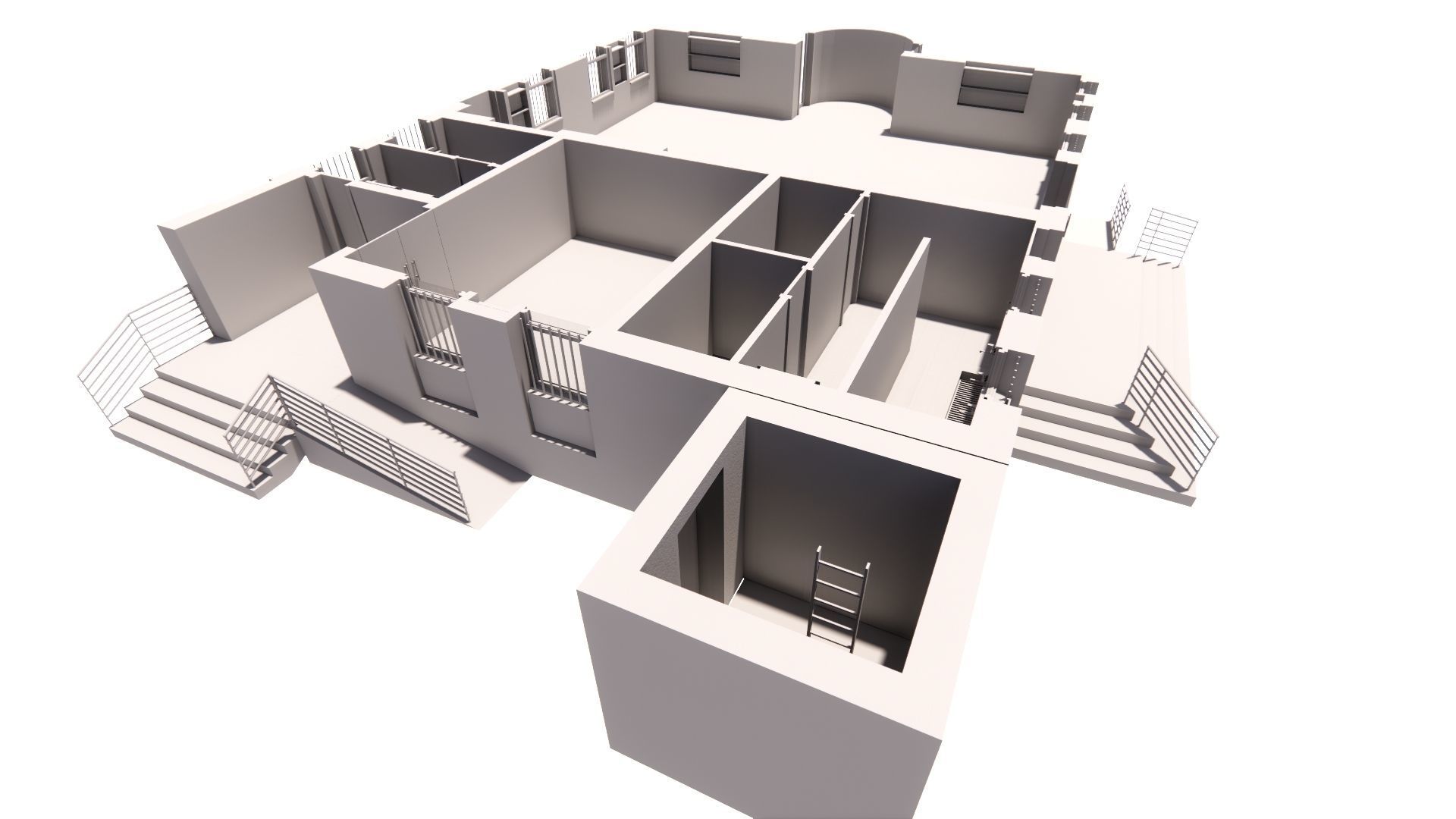 Mosque Masjid with concrete Minaret in Revit 3D model_15