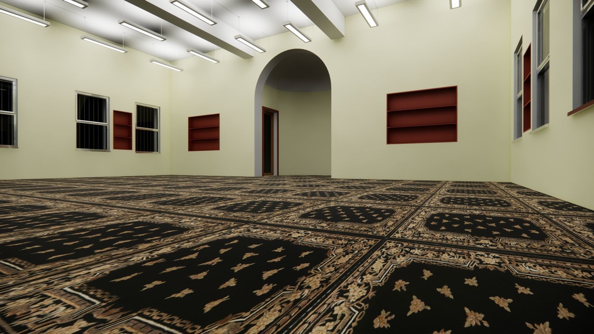 Mosque Masjid with concrete Minaret in Revit 3D model_27