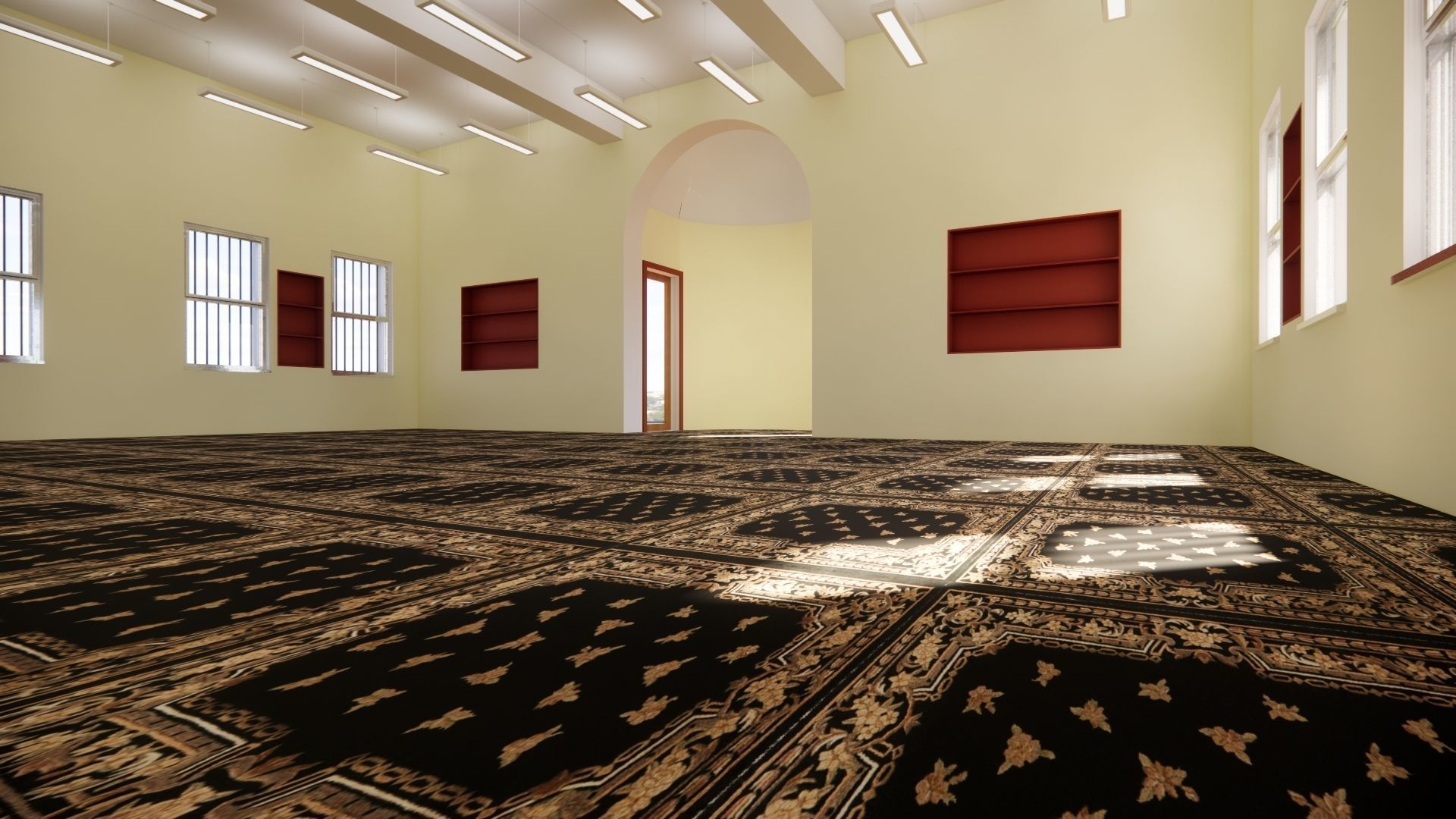Mosque Masjid with concrete Minaret in Revit 3D model_26