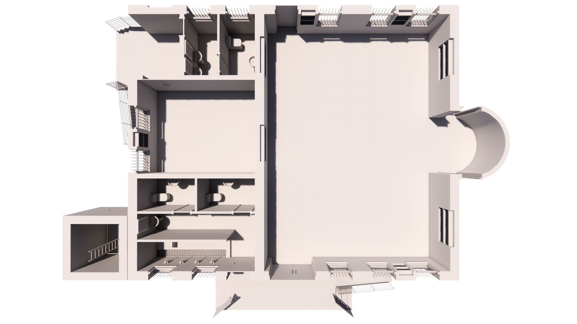 Mosque Masjid with concrete Minaret in Revit 3D model_13