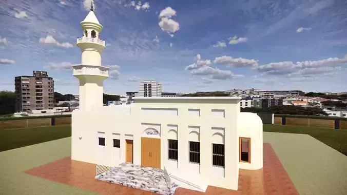 Mosque Masjid with concrete Minaret in Revit