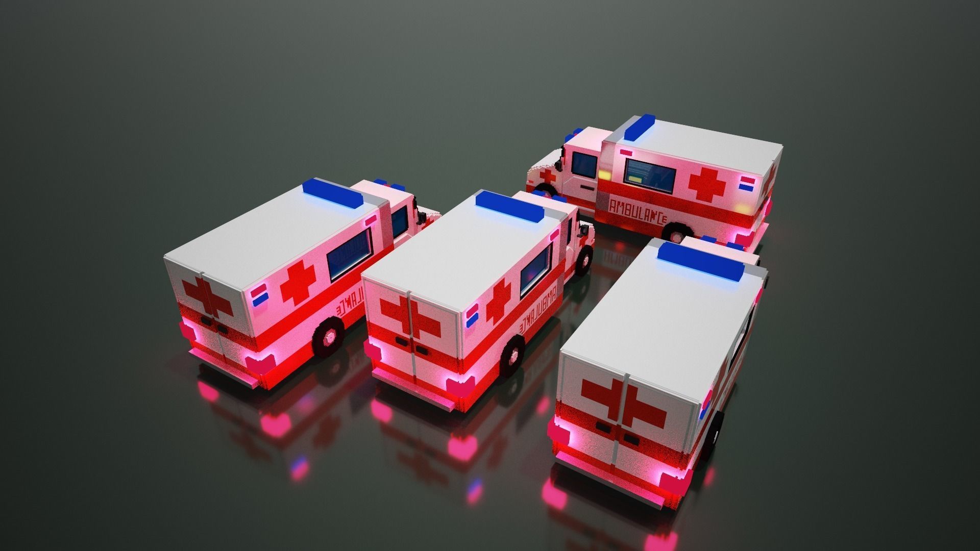 Voxel Ambulance design  Low-poly 3D model_6
