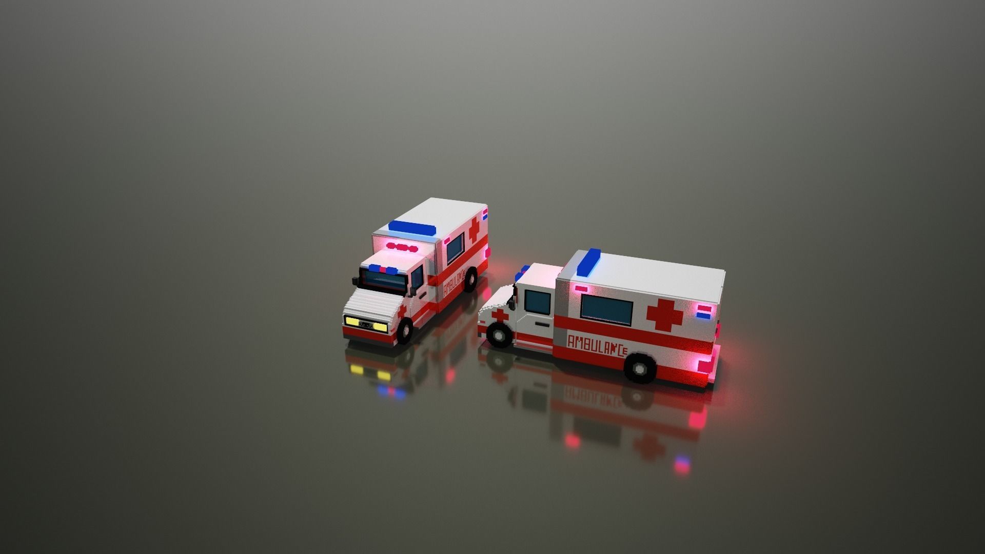 Voxel Ambulance design  Low-poly 3D model_4