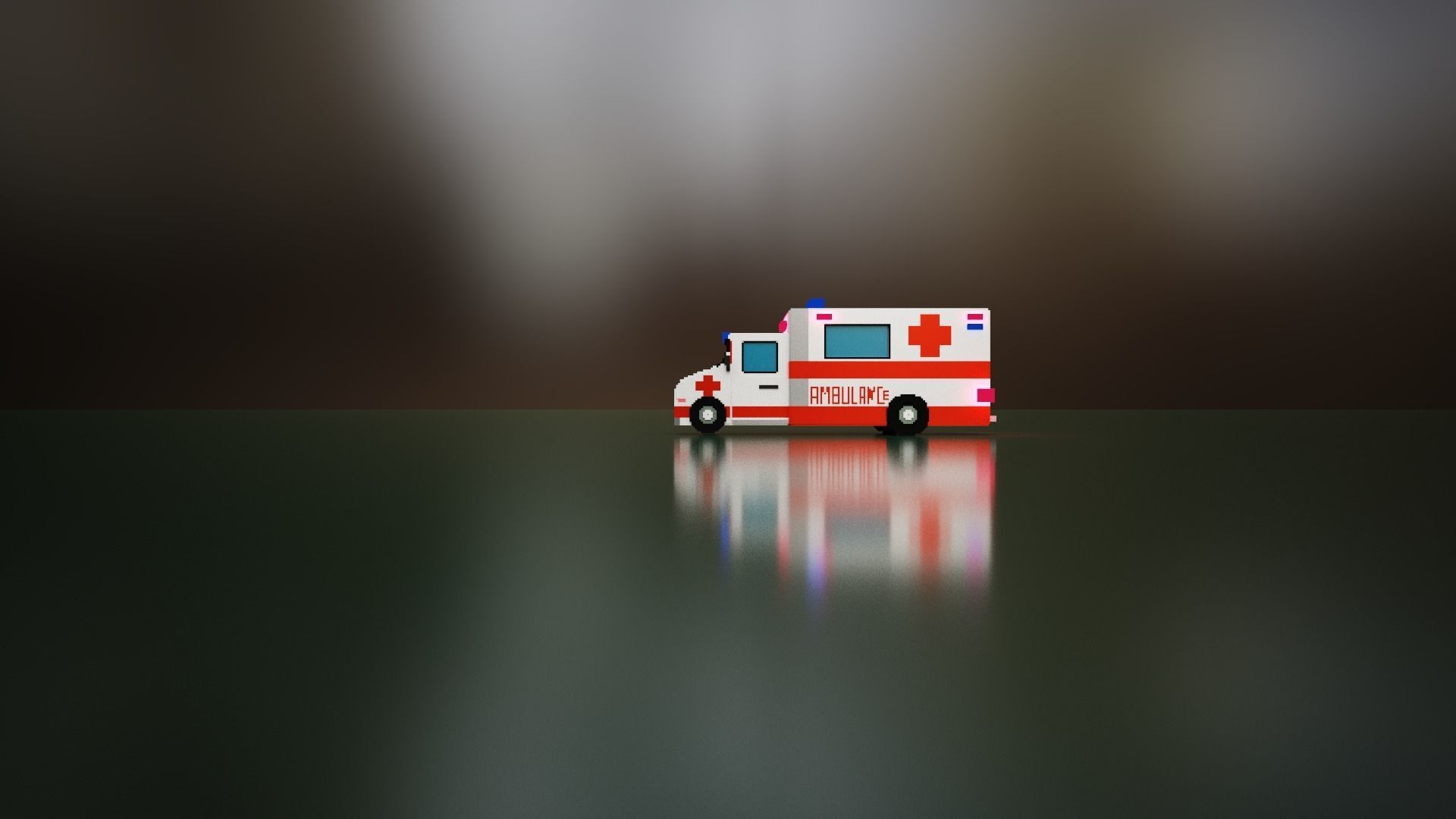 Voxel Ambulance design  Low-poly 3D model_3