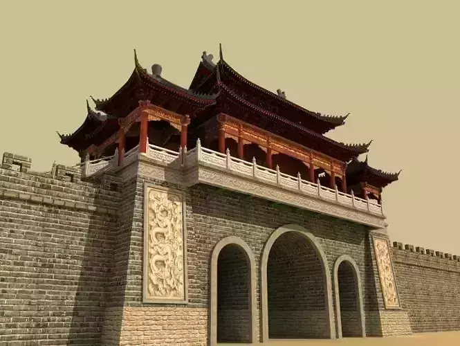 China city gate building