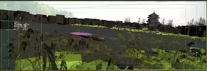 Chinese Creek reed scene watr 3D model