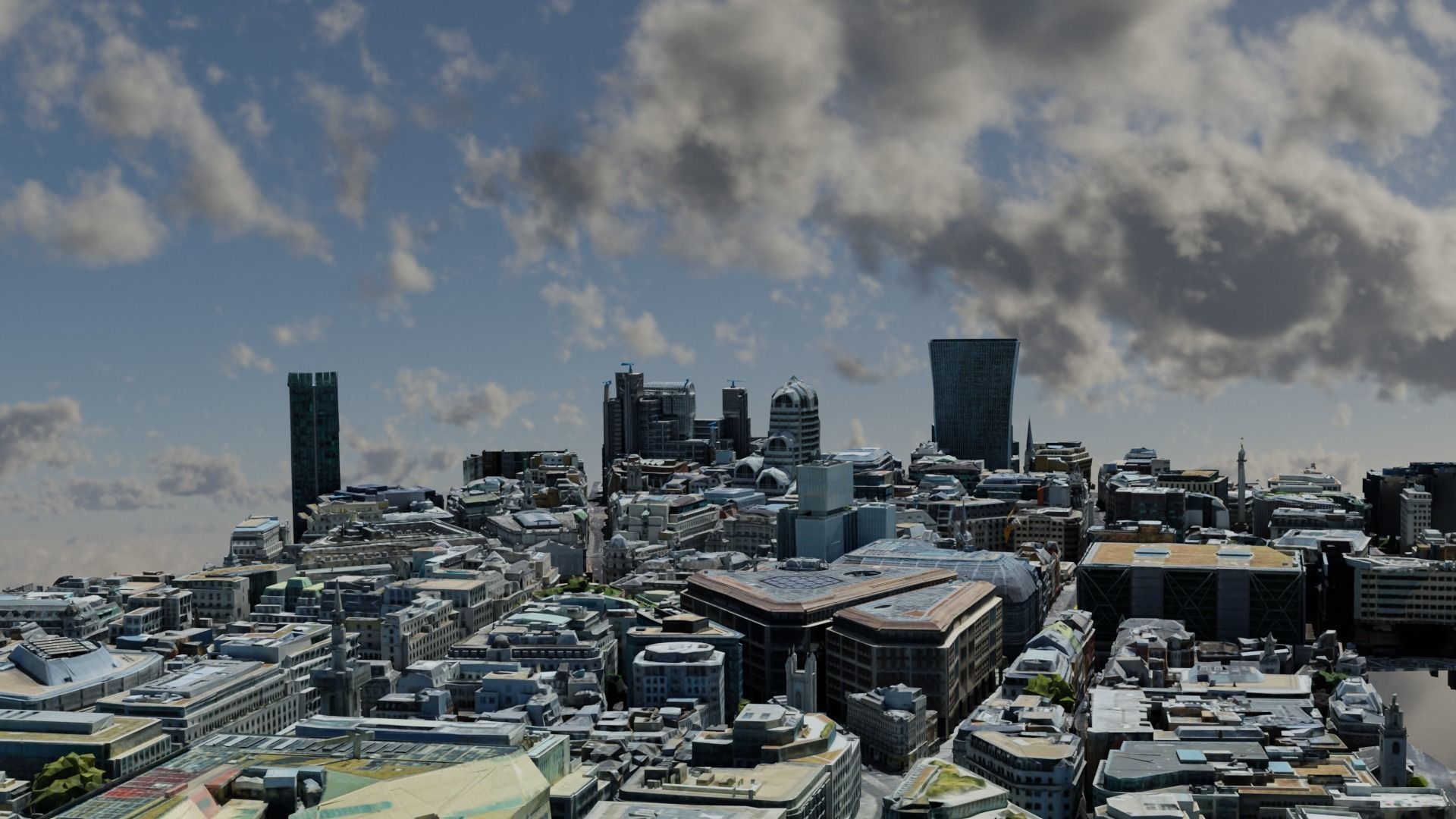 Downtown Low-poly 3D model city of london Low-poly 3D model_1