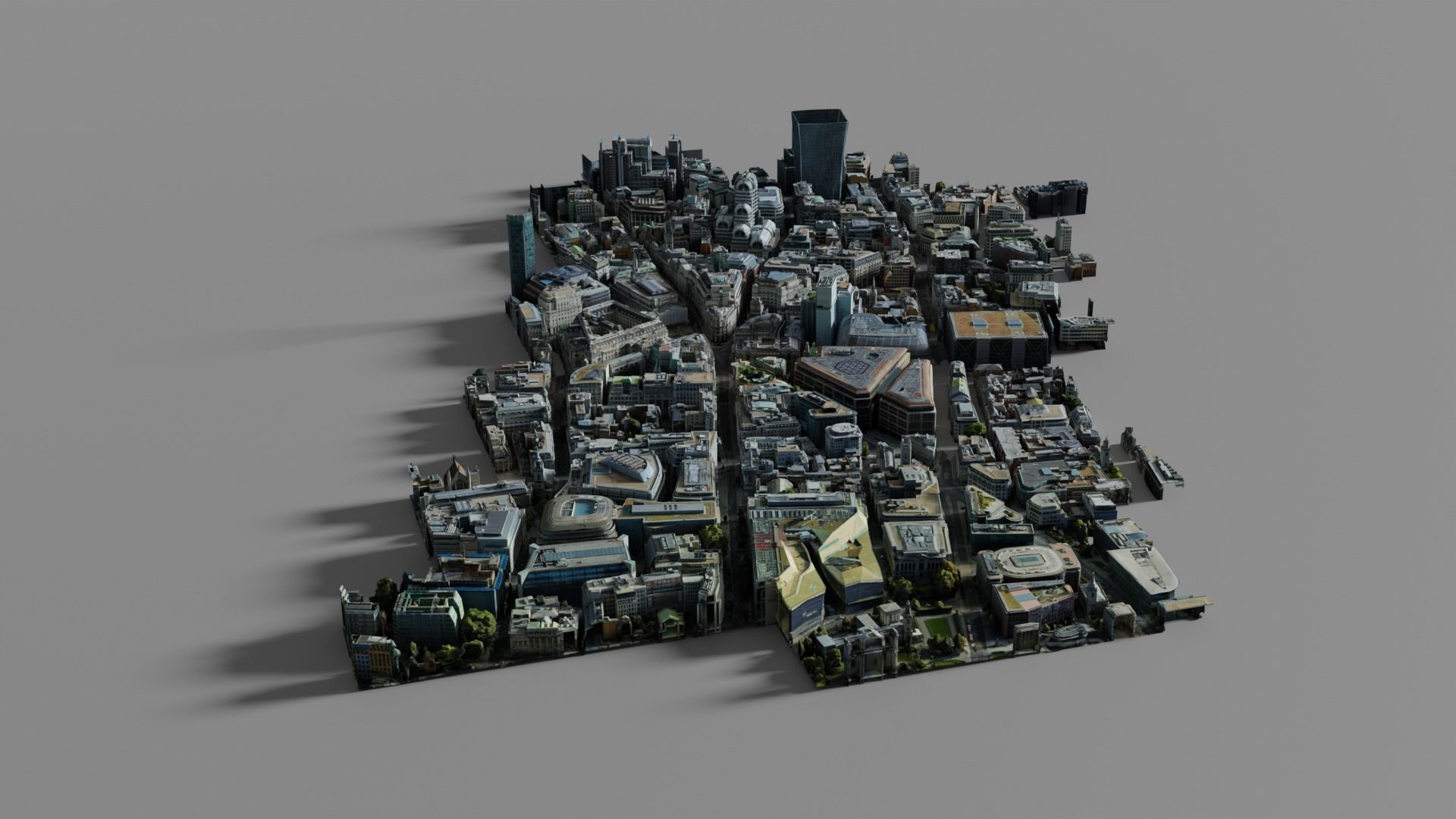 Downtown Low-poly 3D model city of london Low-poly 3D model_2