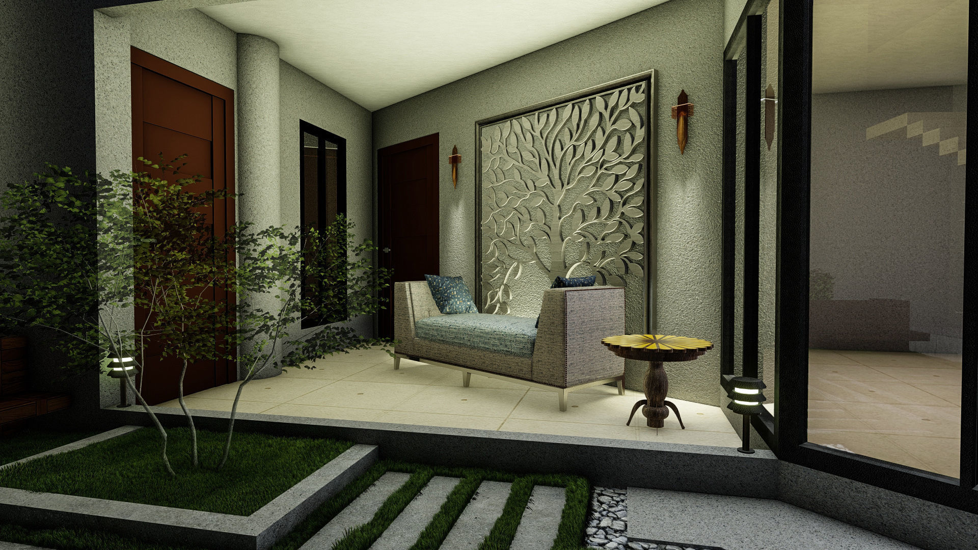 Small garden inside house sketchup model 3D model_13