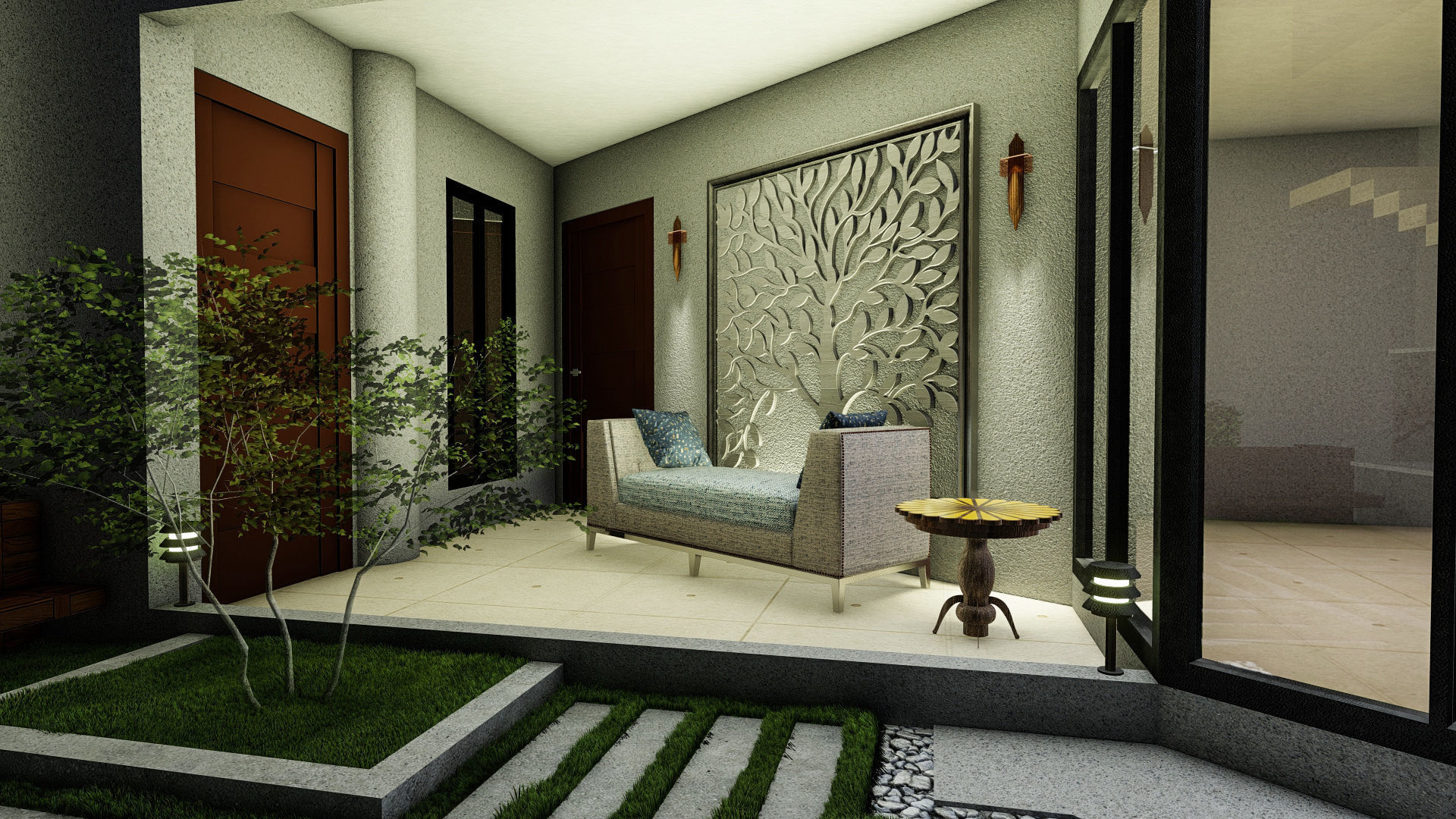 Small garden inside house sketchup model 3D model_14
