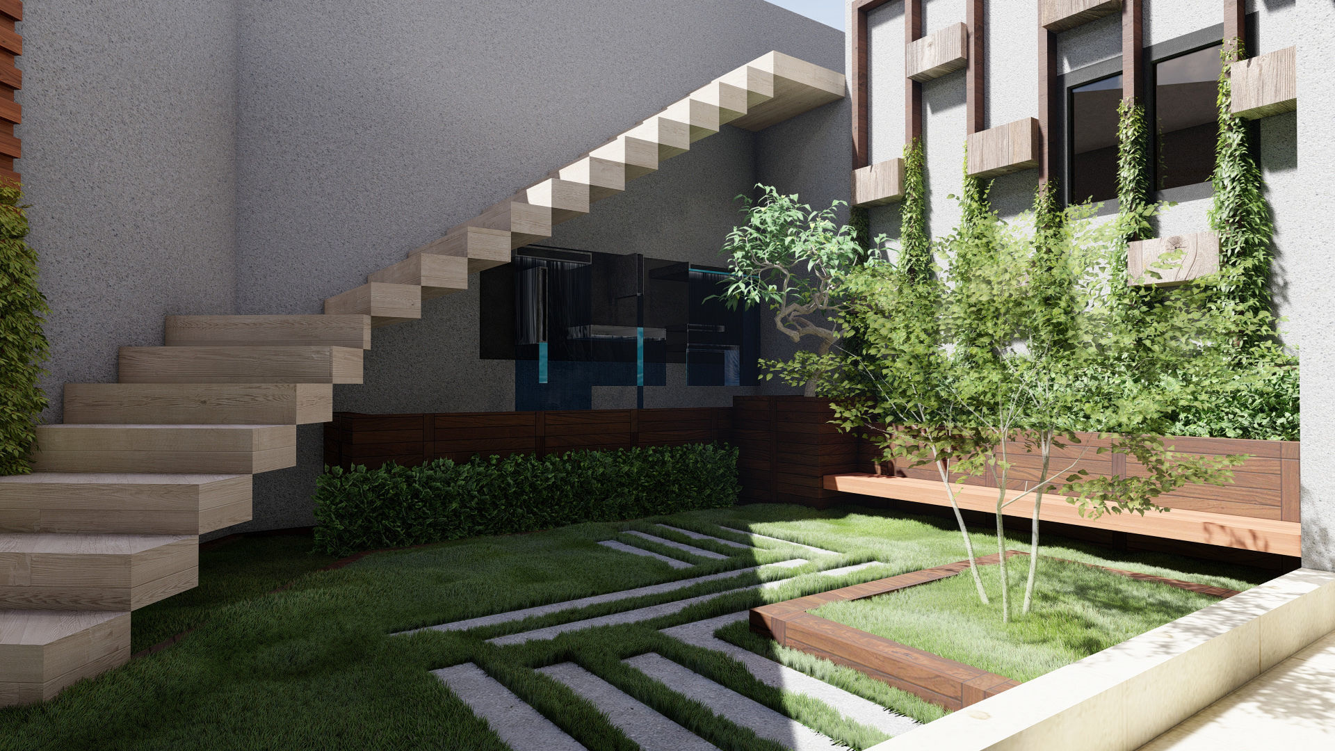 Small garden inside house sketchup model 3D model_3