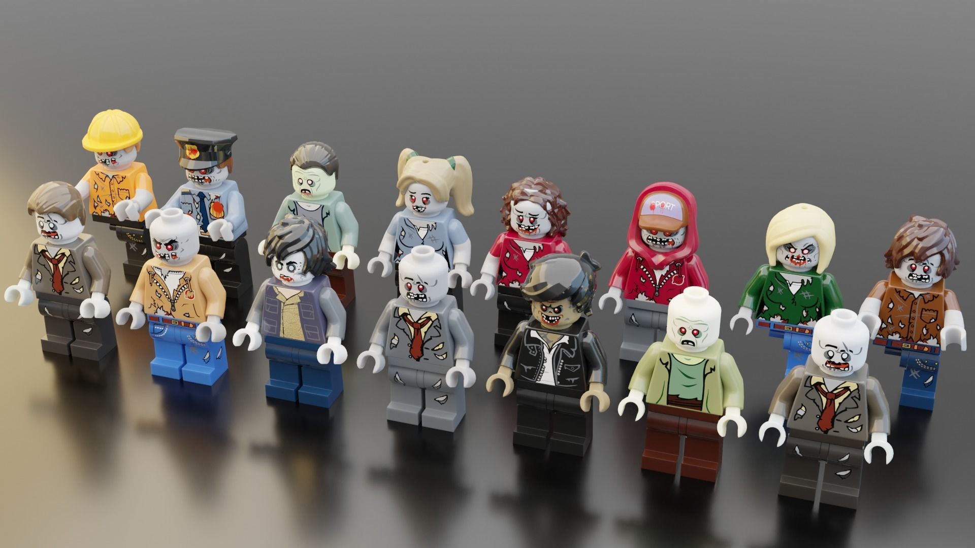 Lego Zombie pack 3D model_2