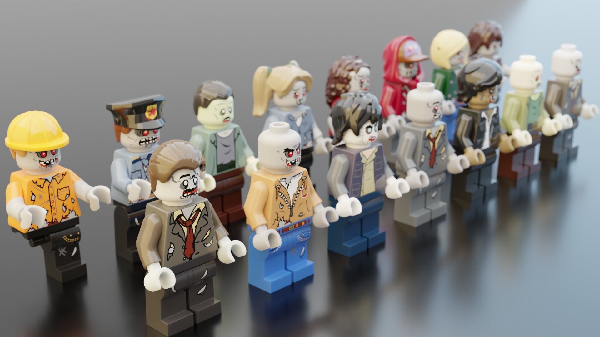 Lego Zombie pack 3D model_5
