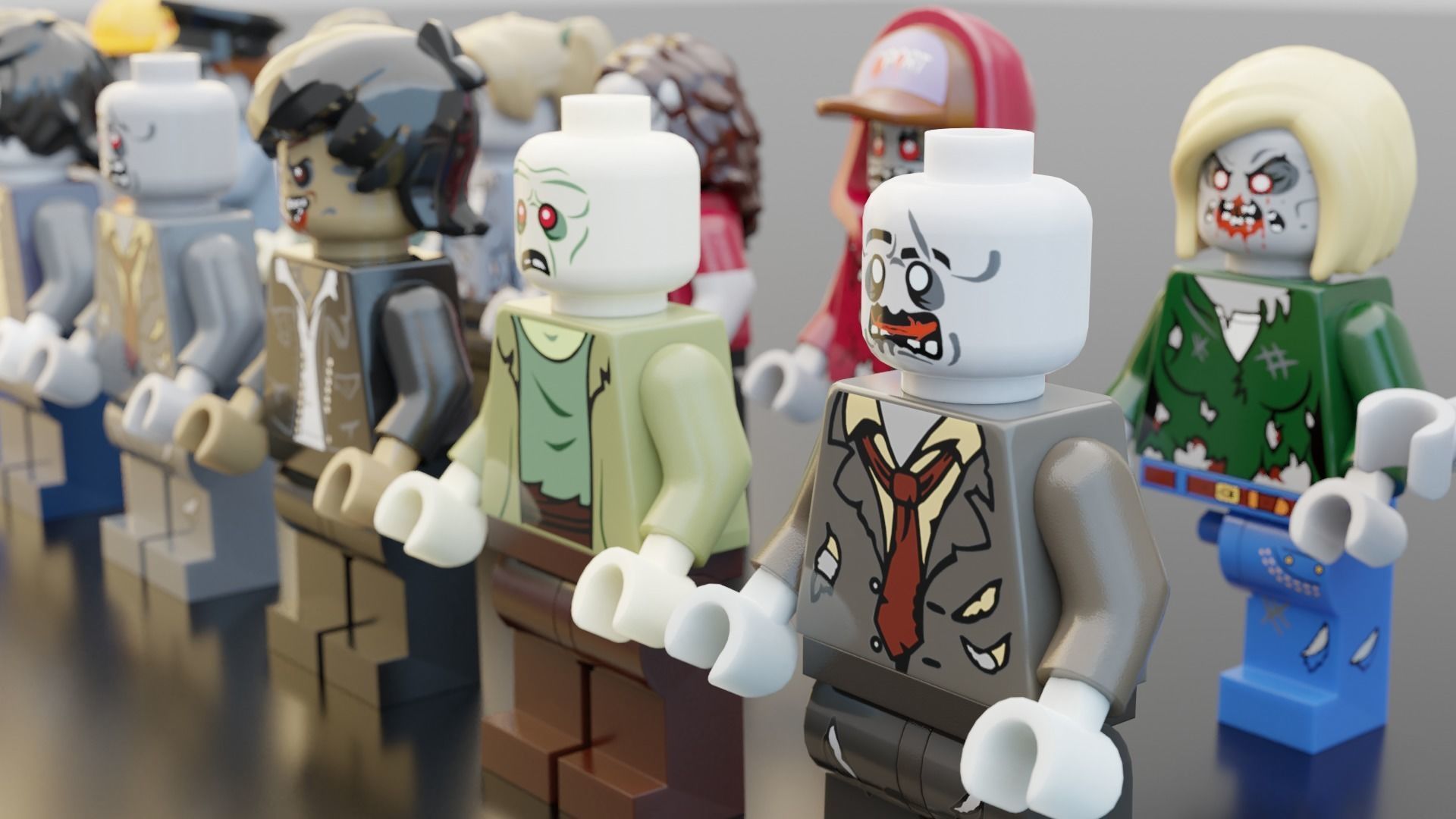Lego Zombie pack 3D model_7
