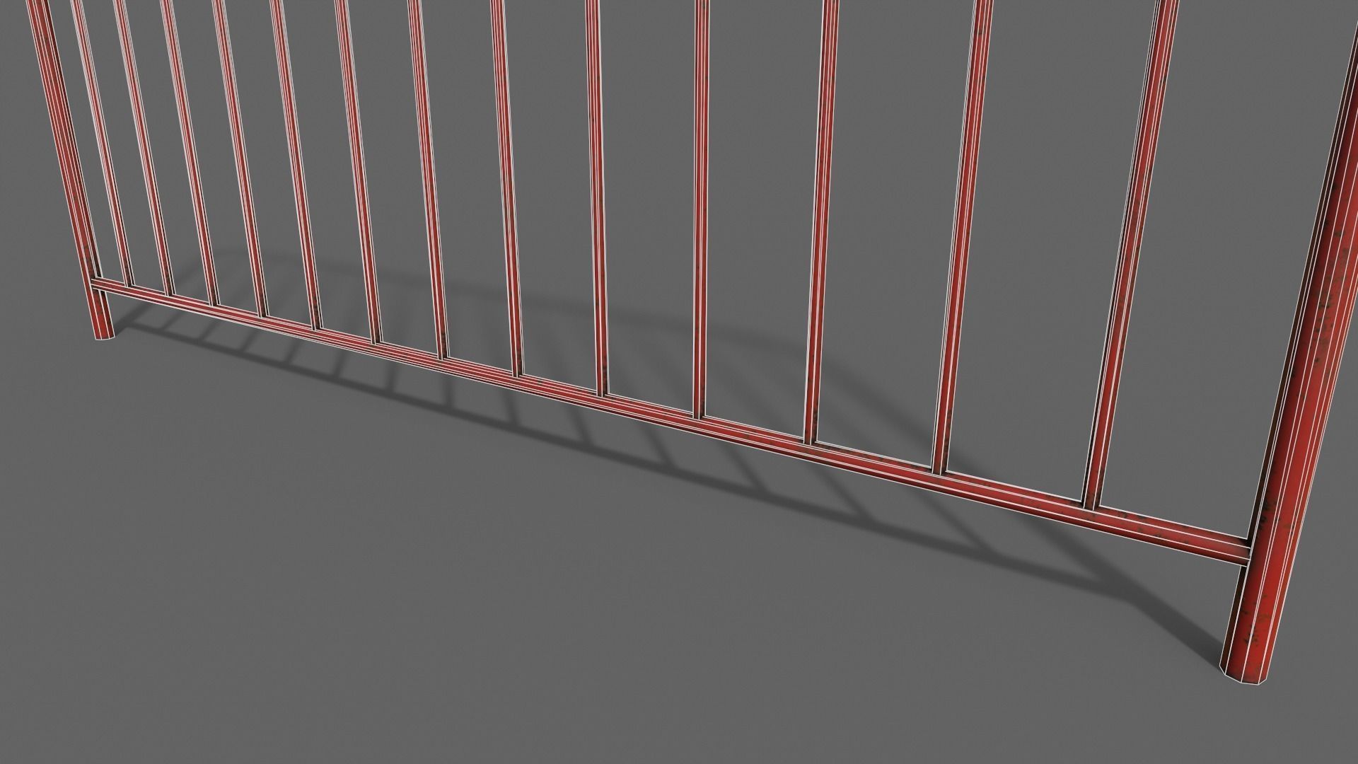 PBR Pedestrian Guard Rail Red V1 Low-poly 3D model_20