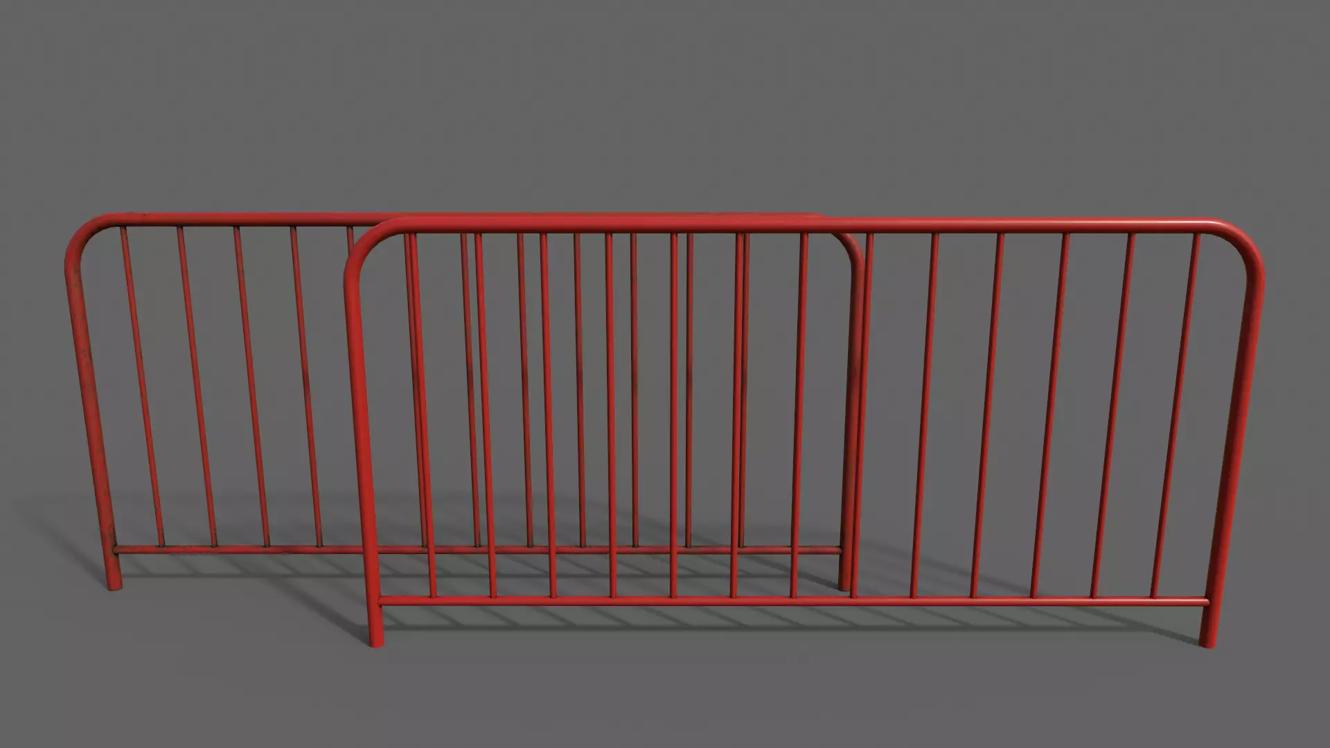PBR Pedestrian Guard Rail Red V1 Low-poly 3D model_0