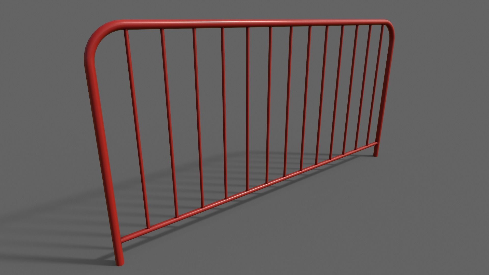 PBR Pedestrian Guard Rail Red V1 Low-poly 3D model_3