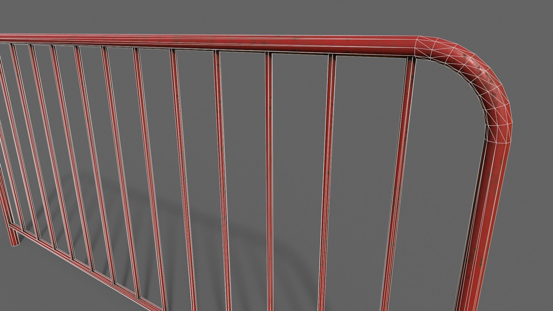 PBR Pedestrian Guard Rail Red V1 Low-poly 3D model_19