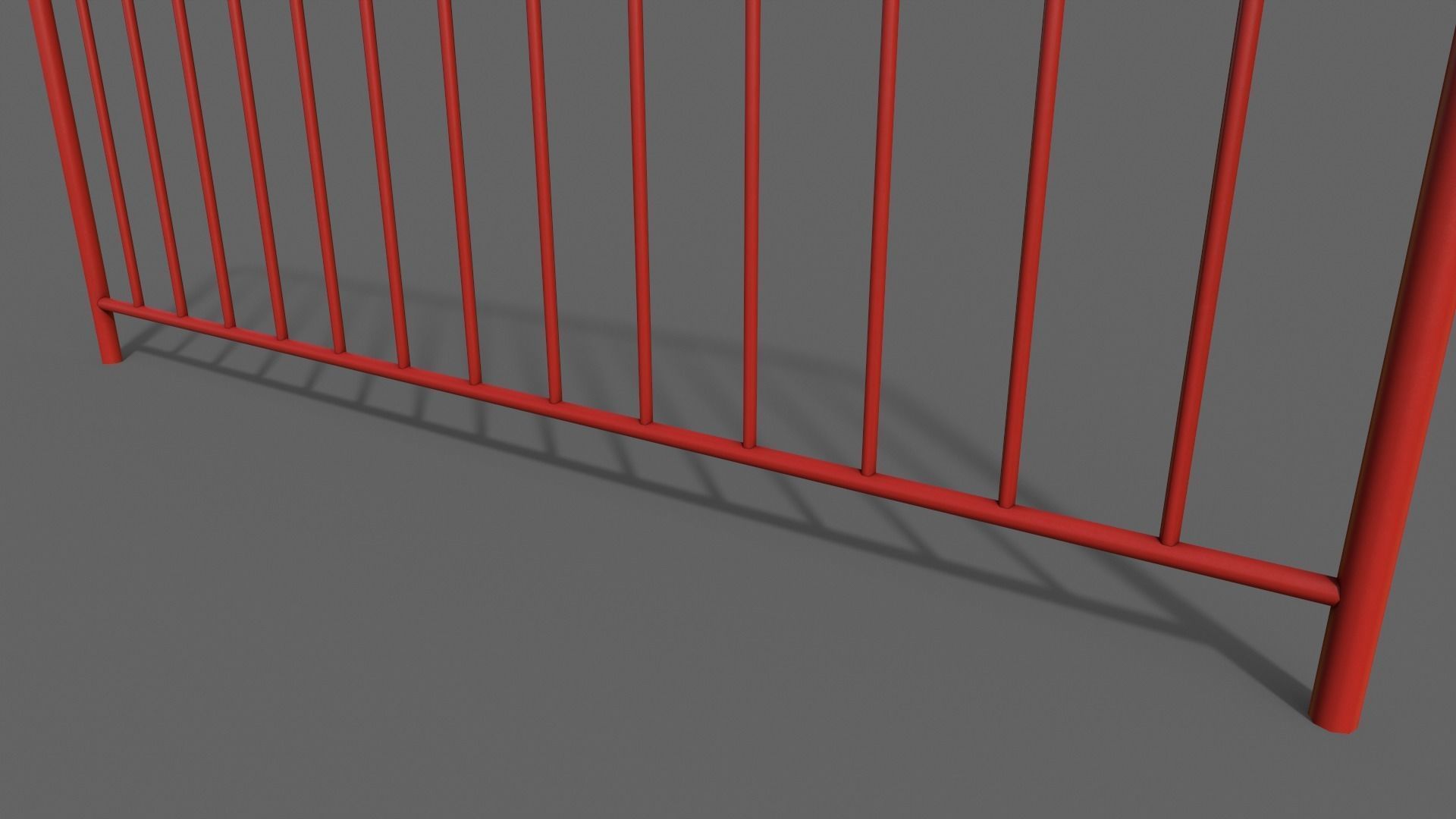 PBR Pedestrian Guard Rail Red V1 Low-poly 3D model_6