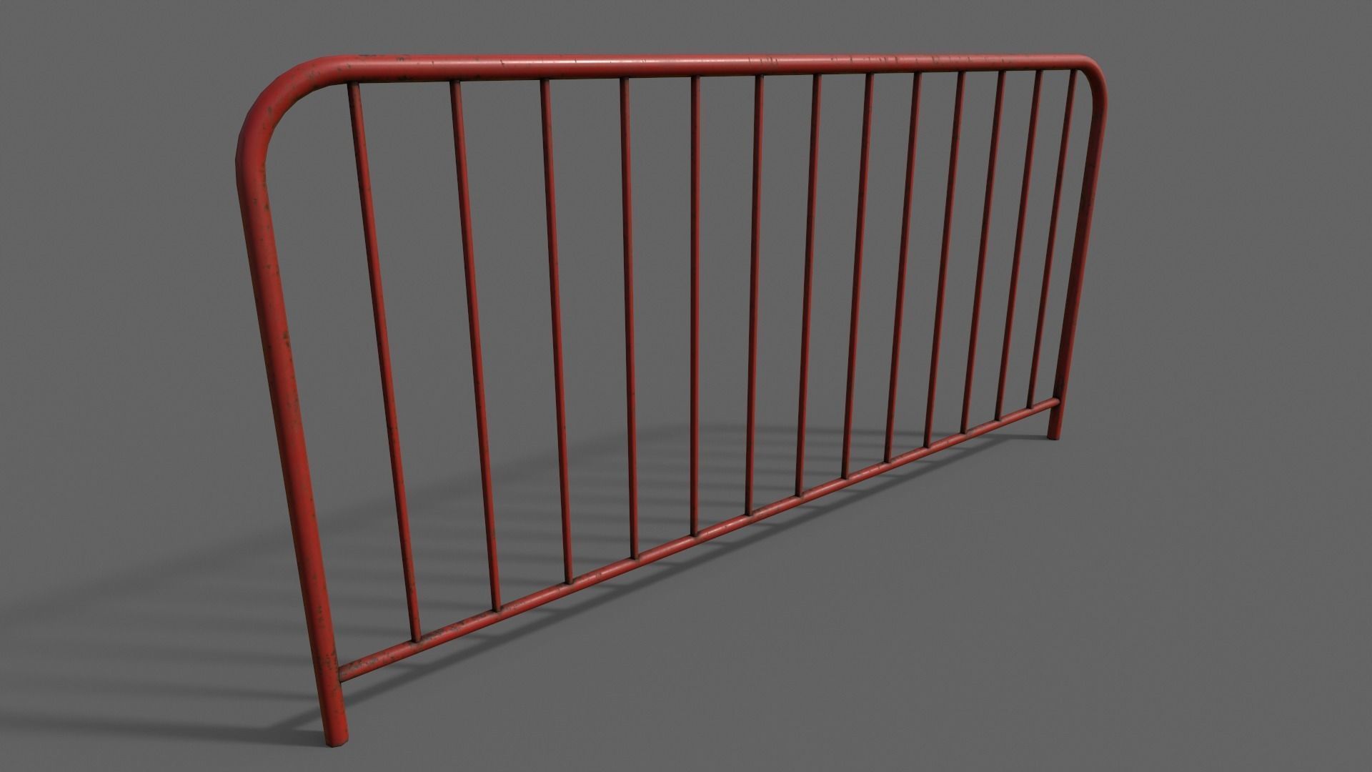 PBR Pedestrian Guard Rail Red V1 Low-poly 3D model_10
