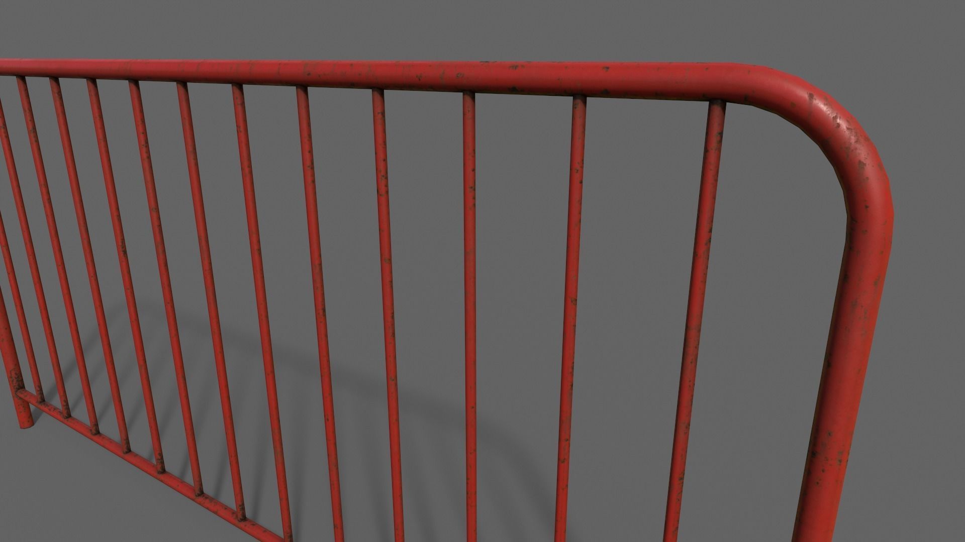 PBR Pedestrian Guard Rail Red V1 Low-poly 3D model_12