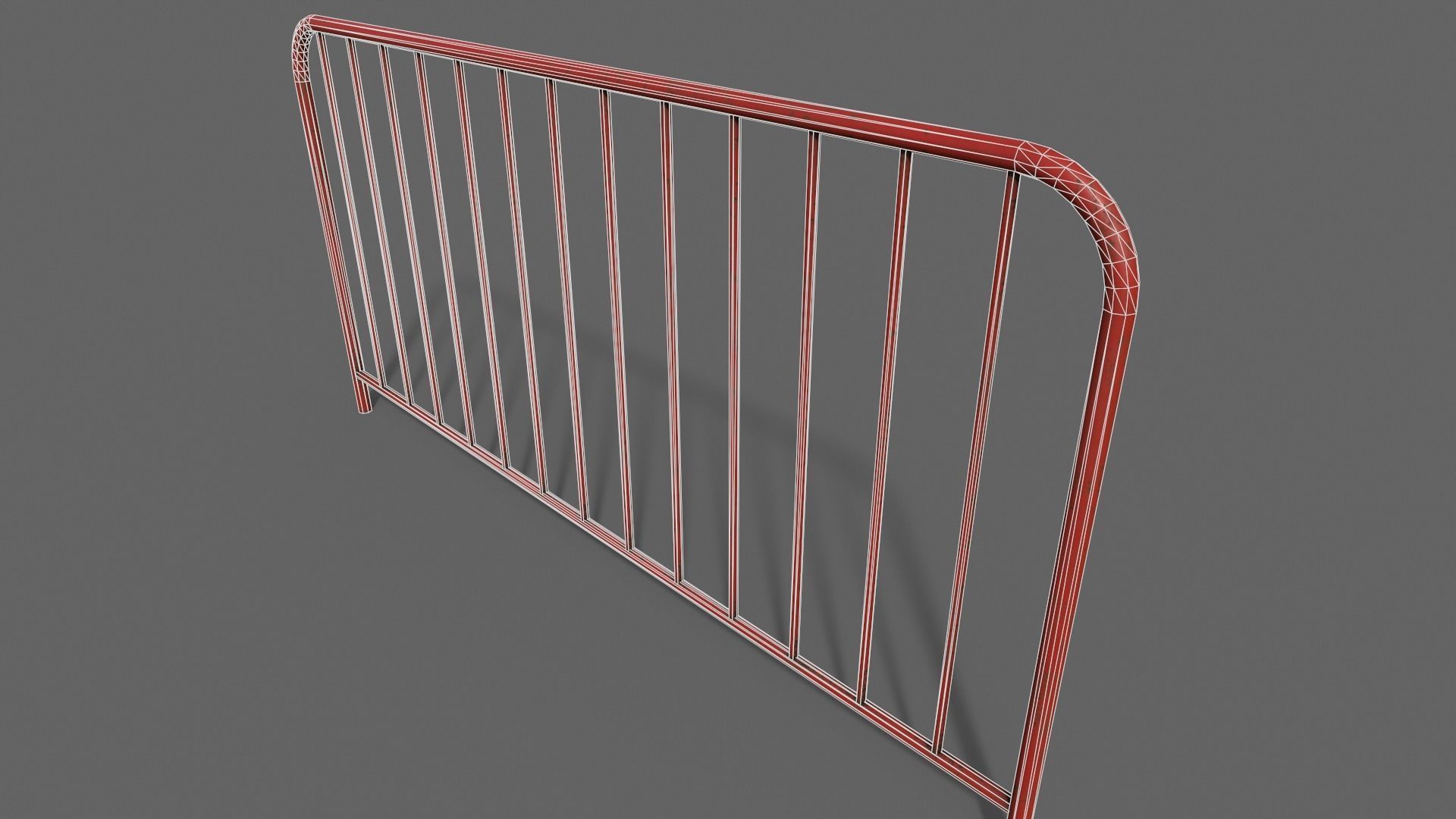 PBR Pedestrian Guard Rail Red V1 Low-poly 3D model_18