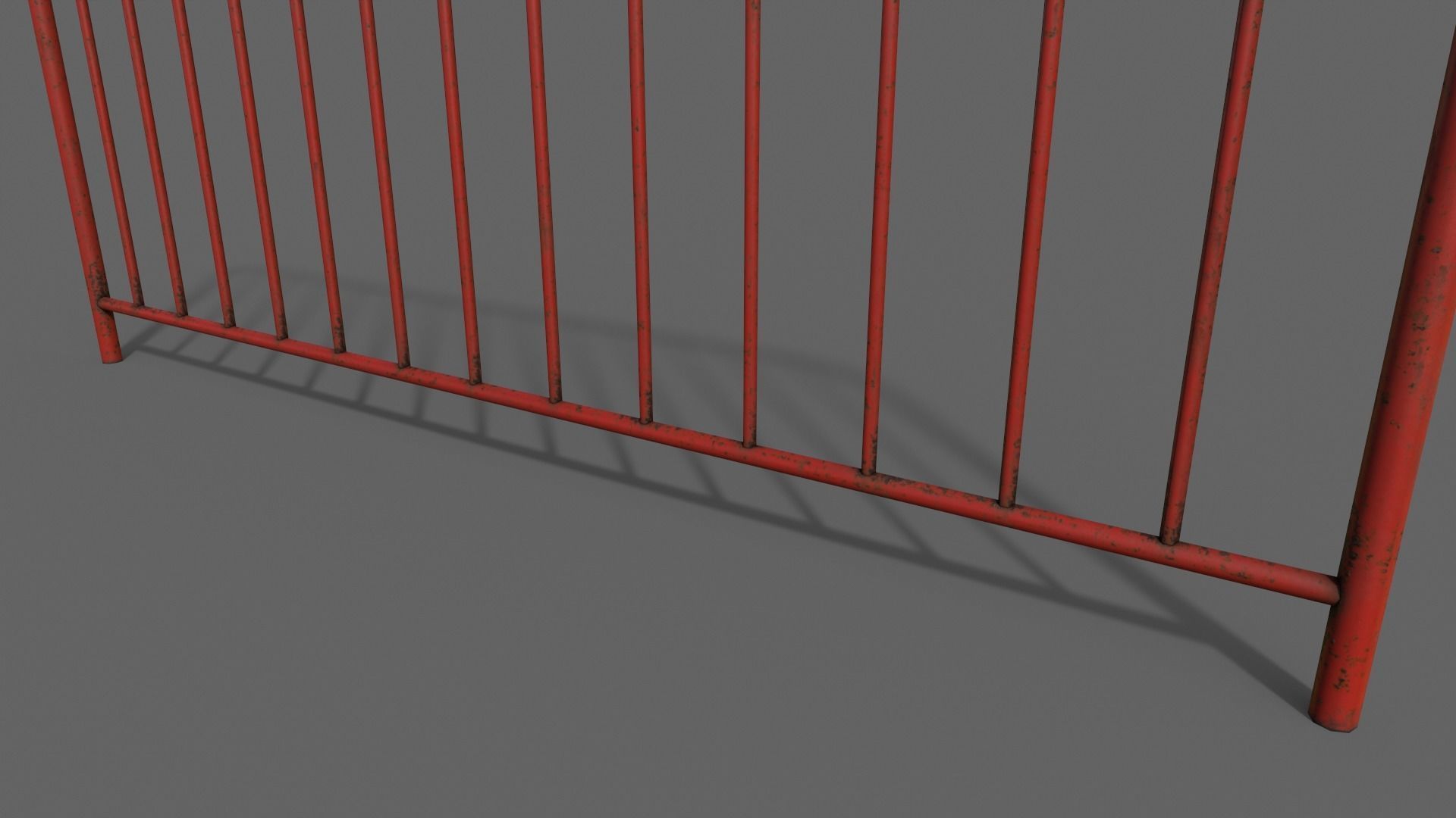 PBR Pedestrian Guard Rail Red V1 Low-poly 3D model_13