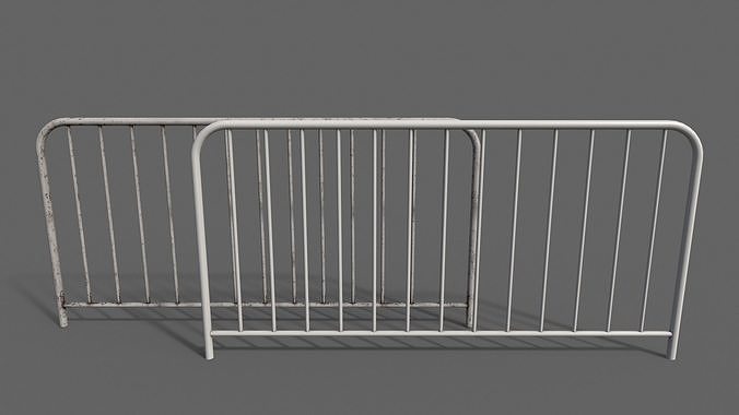 PBR Pedestrian Guard Rail White V1 Low-poly 3D model