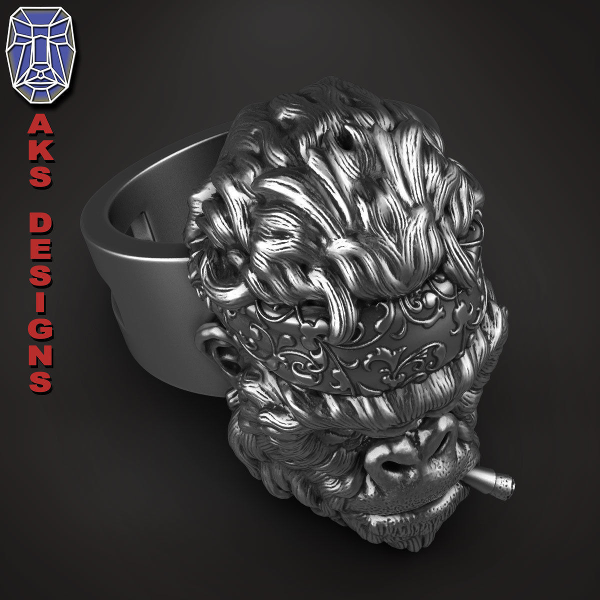 animal Ring jewelry Gangster gorilla version 1 3D print model_5