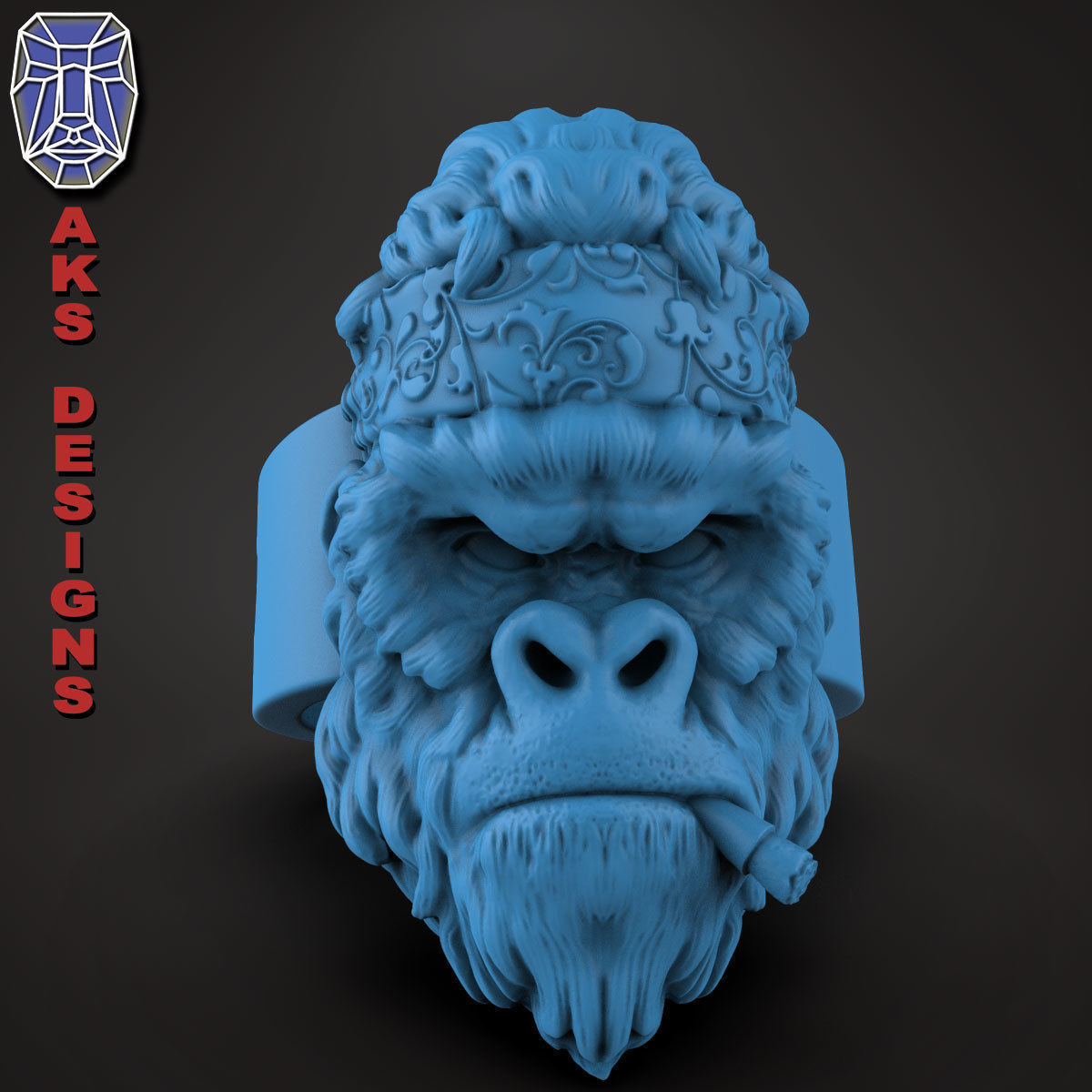animal Ring jewelry Gangster gorilla version 1 3D print model_16