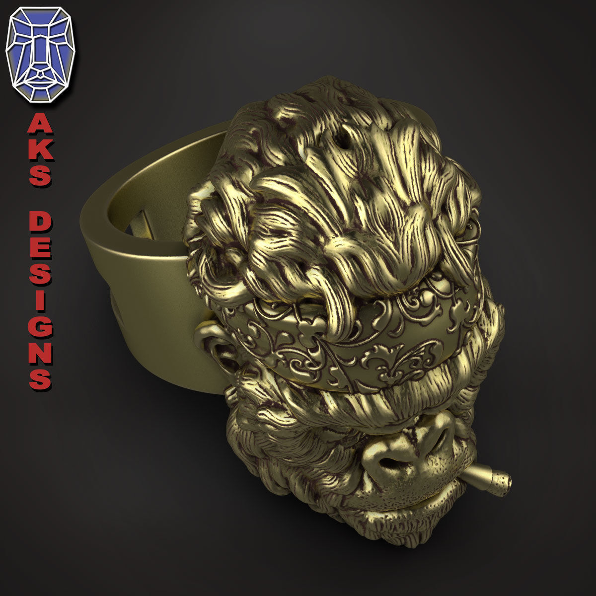 animal Ring jewelry Gangster gorilla version 1 3D print model_11