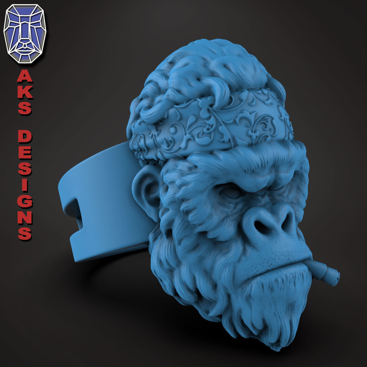 animal Ring jewelry Gangster gorilla version 1 3D print model_15