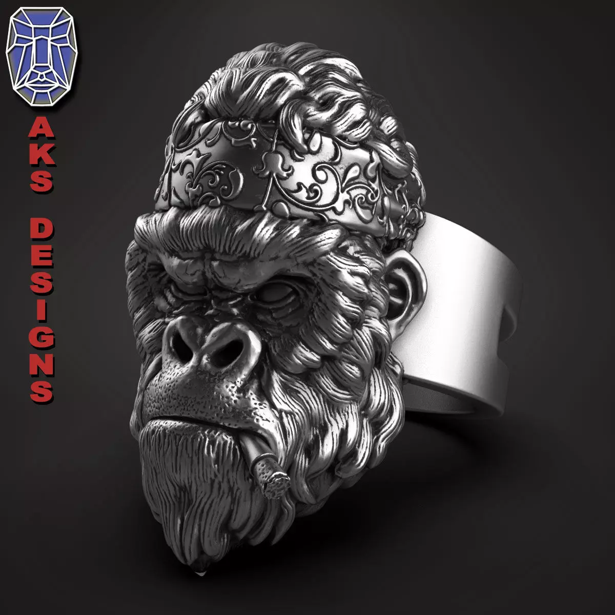 animal Ring jewelry Gangster gorilla version 1 3D print model_0