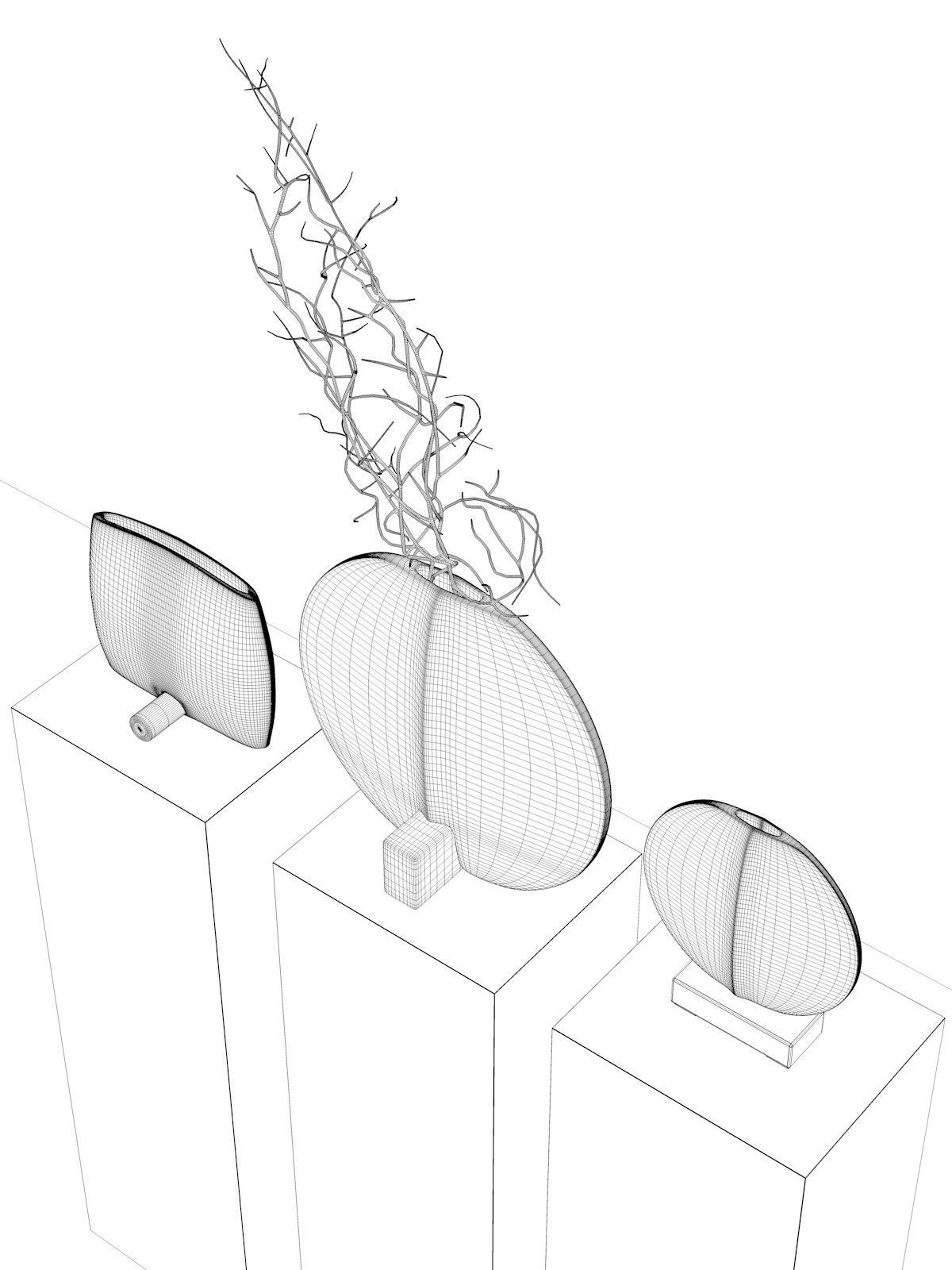 Guggenheim Vases with Branches 3D model_4