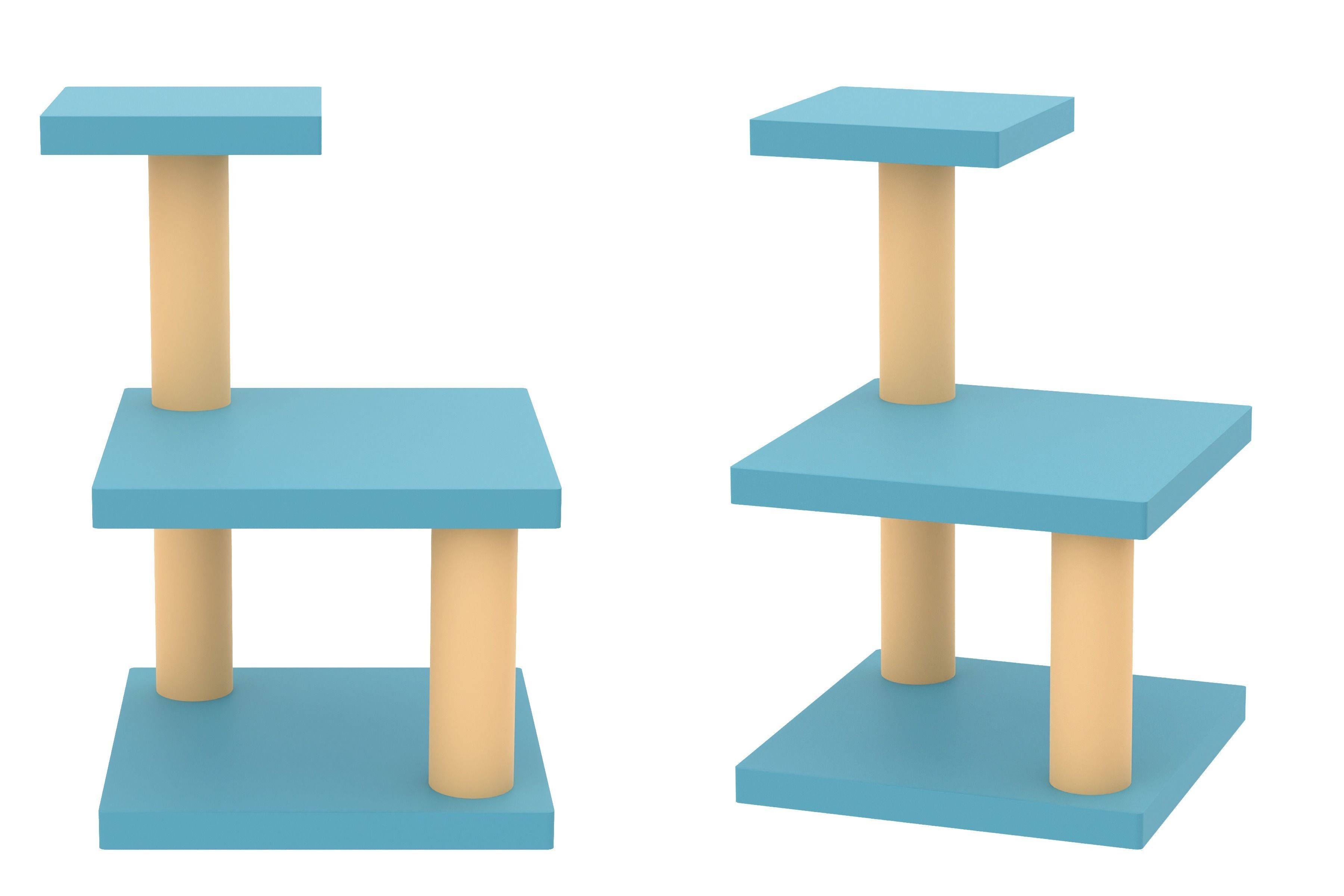 Set of Cat Furniture Tree House Cat Playhouse Condo Cat toy 3D print model_5