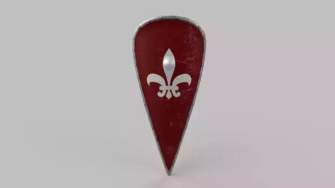 Shield fleur de lis on Low-poly 3D model
