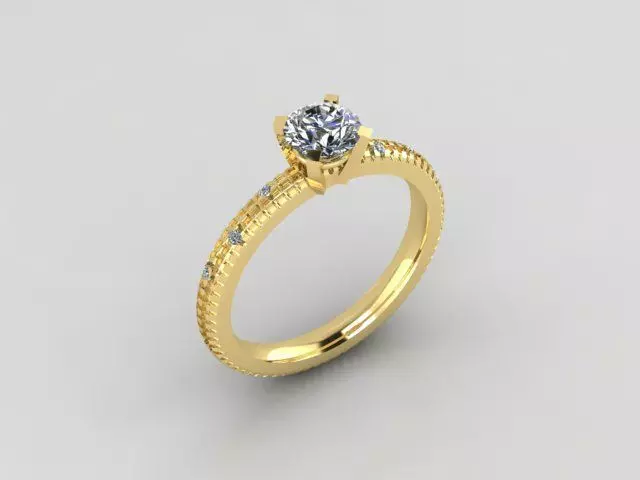 Rings gold engagement ring with diamonds 3D print model_0