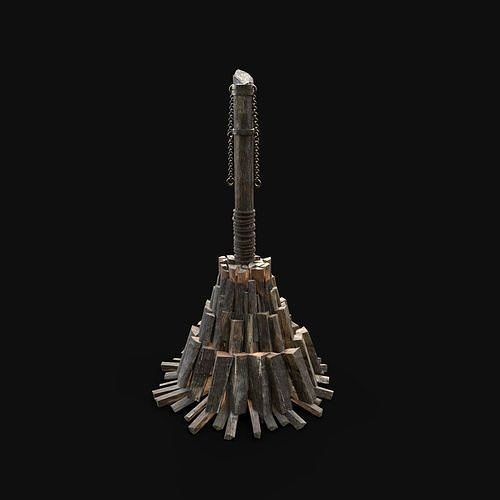 WITCH STAKE TORTURE TORMENT DEATH PYRE Low-poly 3D model